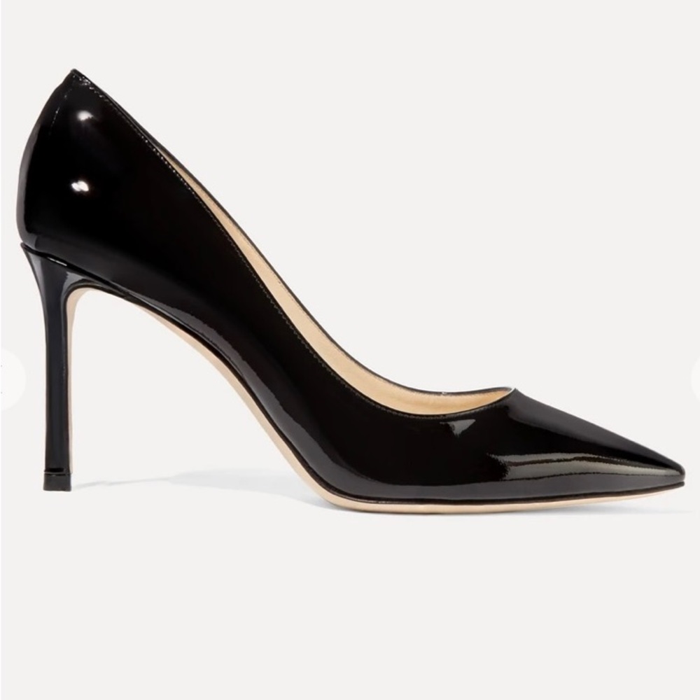 JIMMY CHOO Romy 85 black patent-leather pumps size 38.5